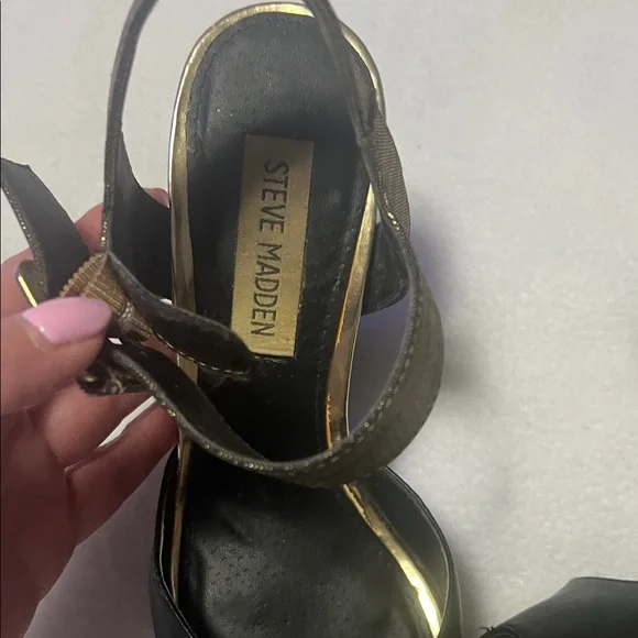 Black & Leopard Platform Ankle-Strap Heels Steve Madden - Picture 3 of 10